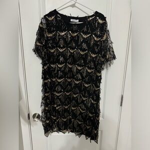 VVM Curve Black Sequin Fringe Dress